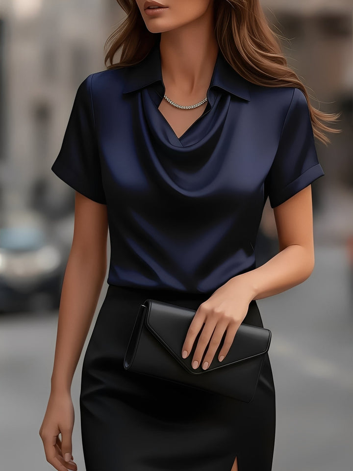 Lulu | Draped Collar Raso Camicetta