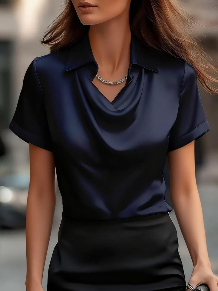 Lulu | Draped Collar Raso Camicetta