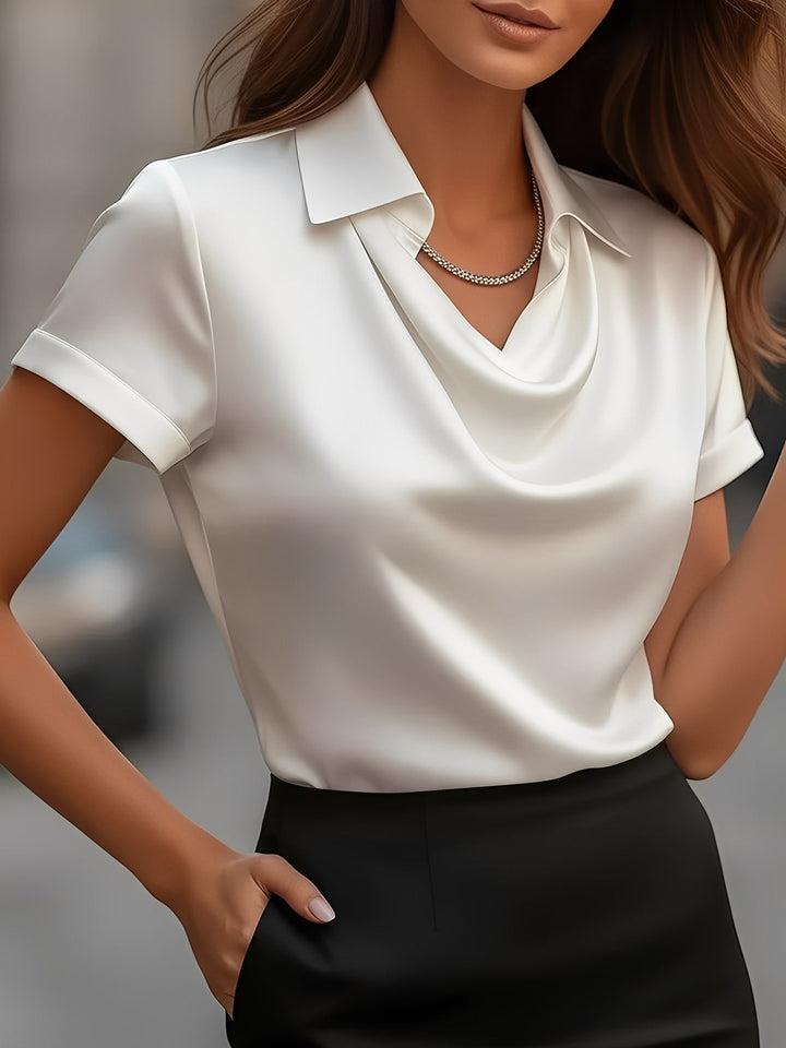 Lulu | Draped Collar Raso Camicetta