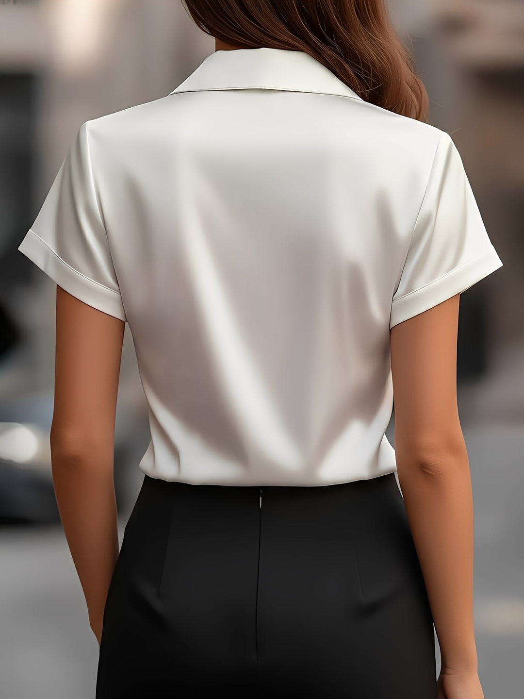 Lulu | Draped Collar Raso Camicetta