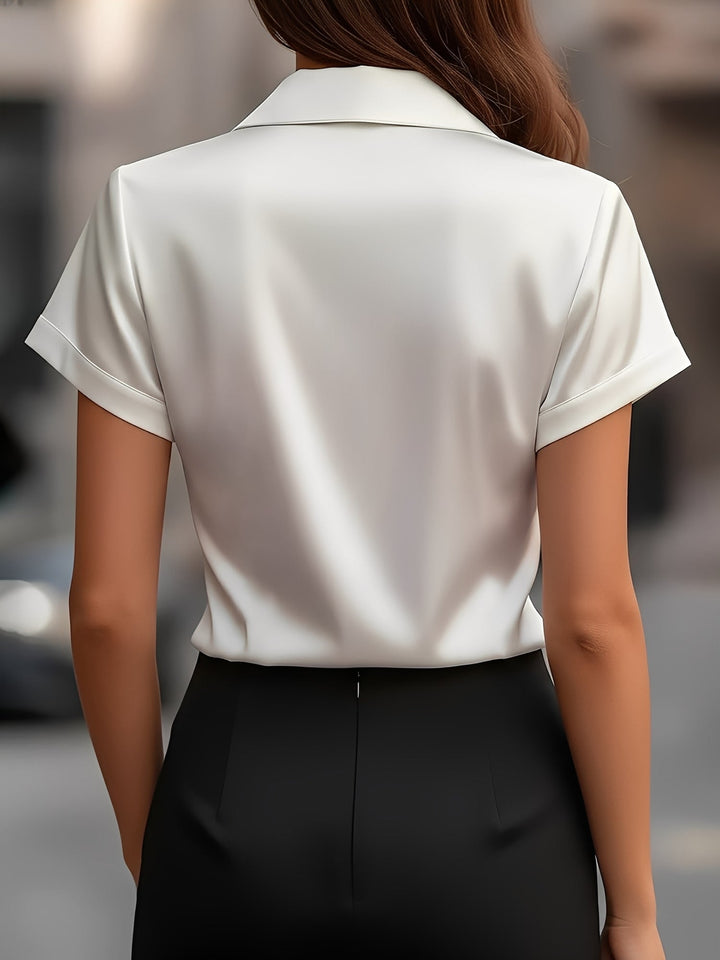 Lulu | Draped Collar Raso Camicetta