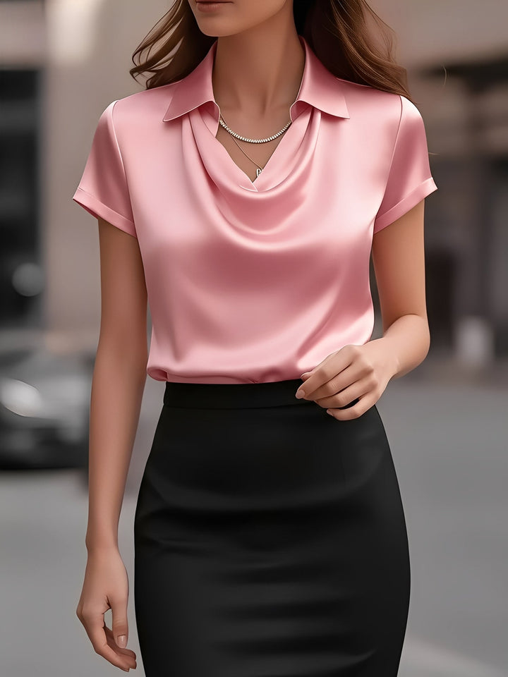 Lulu | Draped Collar Raso Camicetta
