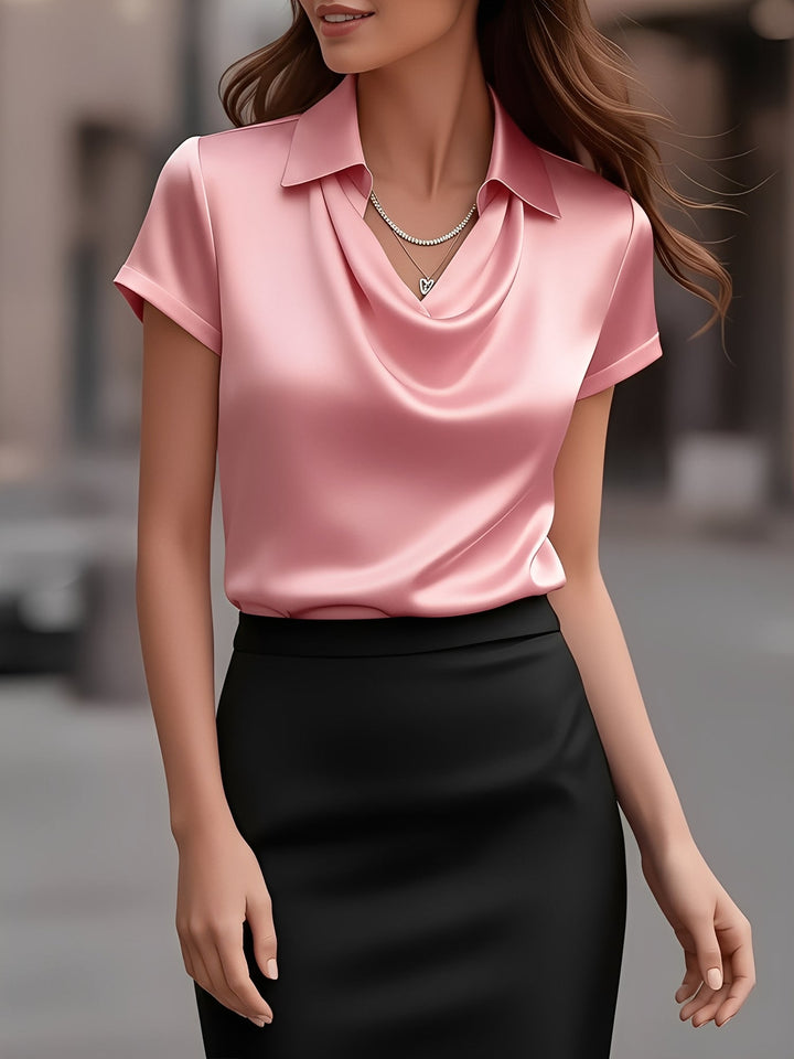 Lulu | Draped Collar Raso Camicetta