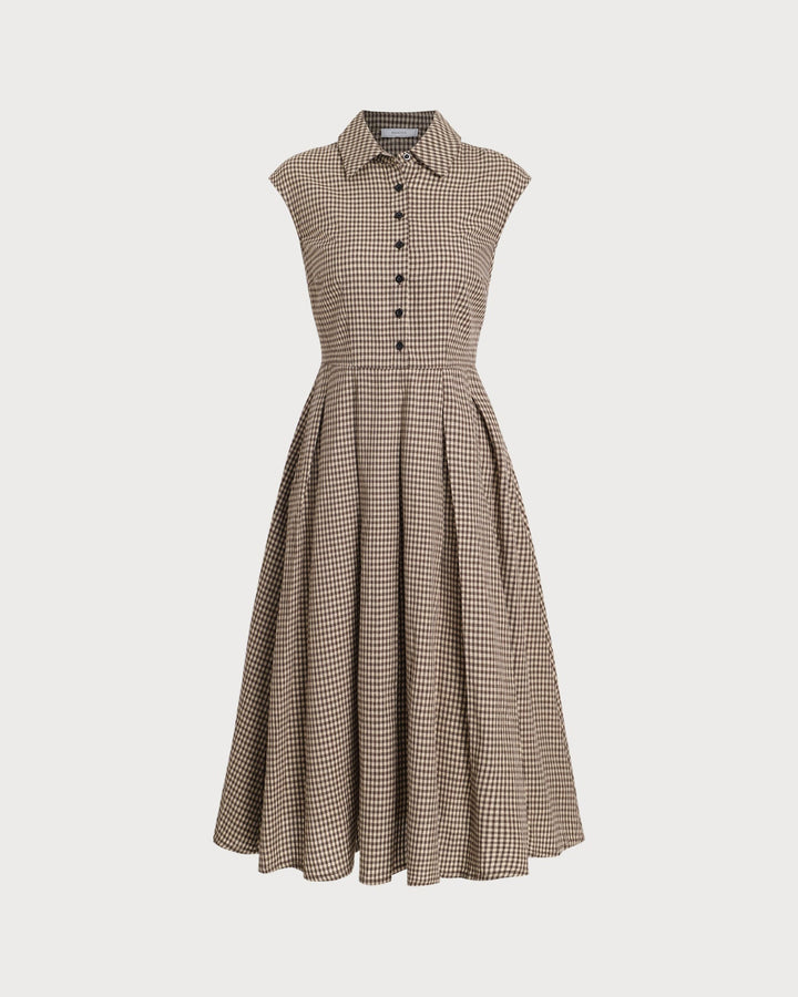 Hazel | Classico Scozzese Button-Front Midi Abito