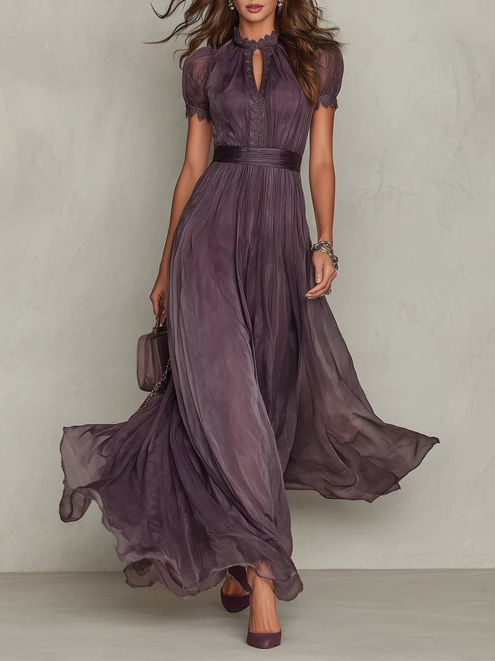 Elowen | Keyhole-Neck Manica a Palloncino Autunno Wedding Guest Maxi Abito