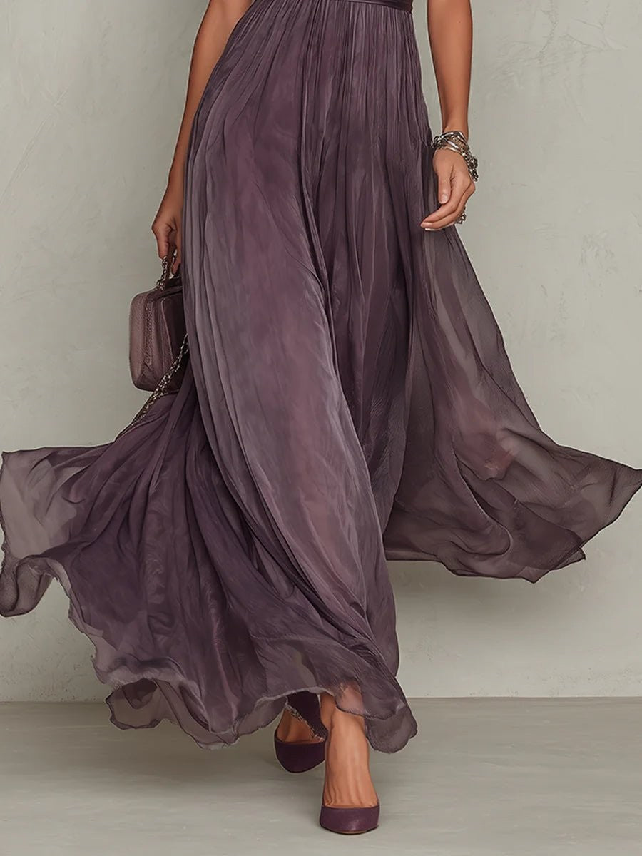 Elowen | Keyhole-Neck Manica a Palloncino Autunno Wedding Guest Maxi Abito